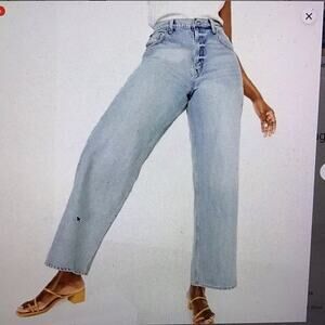 NWT Womens Old Navy Extra High Rise Baggy Wide Leg Jeans Light Wash 24 Cotton